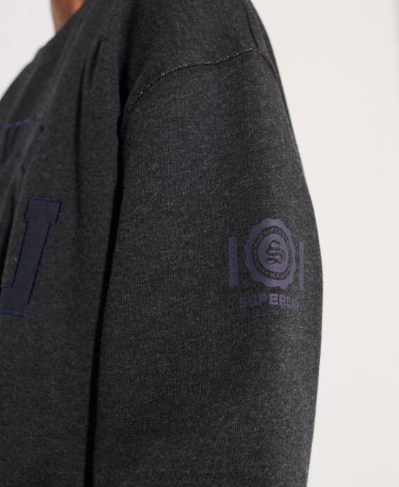 Superdry hanorac supradimensionat cu grafic pentru colegiu îmbrăcăminte gri inchis femei JX0Z6138
