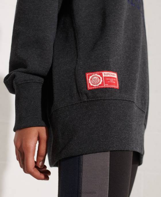 Superdry hanorac supradimensionat cu grafic pentru colegiu îmbrăcăminte gri inchis femei JX0Z6138