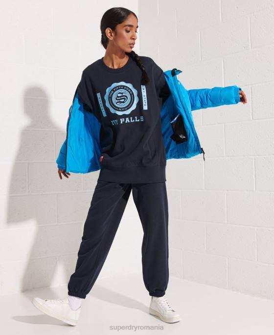 Superdry hanorac supradimensionat cu grafic pentru colegiu îmbrăcăminte marina femei JX0Z5837