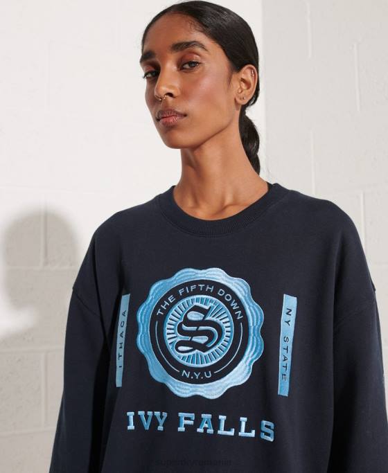 Superdry hanorac supradimensionat cu grafic pentru colegiu îmbrăcăminte marina femei JX0Z5837