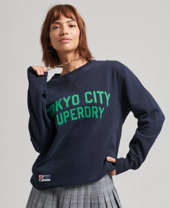 Superdry hanorac supradimensionat cu grafic pentru colegiu îmbrăcăminte marina femei JX0Z6161