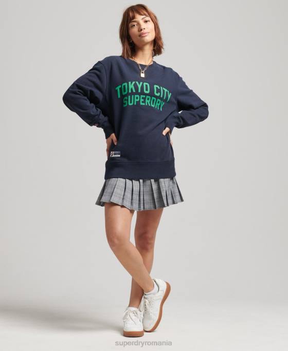 Superdry hanorac supradimensionat cu grafic pentru colegiu îmbrăcăminte marina femei JX0Z6161