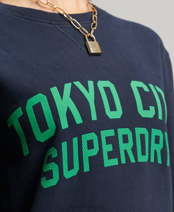 Superdry hanorac supradimensionat cu grafic pentru colegiu îmbrăcăminte marina femei JX0Z6161