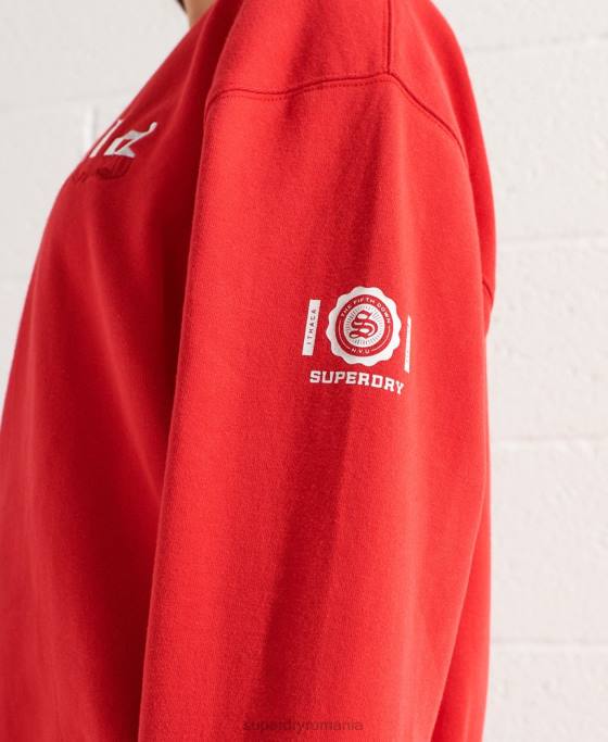 Superdry hanorac supradimensionat cu grafic pentru colegiu îmbrăcăminte roșu femei JX0Z5838
