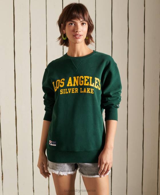 Superdry hanorac supradimensionat cu grafic pentru colegiu îmbrăcăminte verde femei JX0Z6162