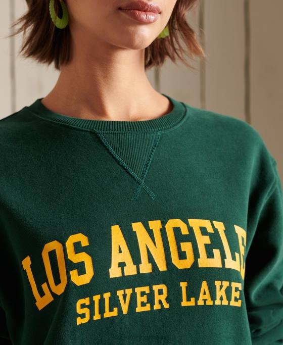 Superdry hanorac supradimensionat cu grafic pentru colegiu îmbrăcăminte verde femei JX0Z6162