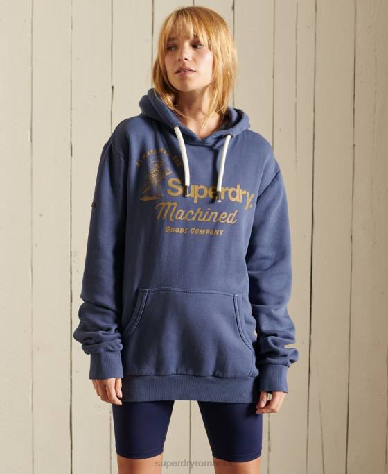 Superdry hanorac supradimensionat cu logo american clasic îmbrăcăminte marina femei JX0Z6164