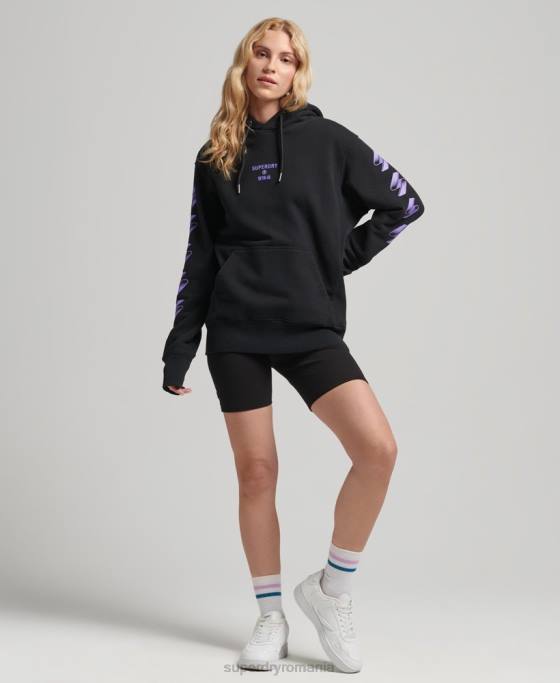 Superdry hanorac supradimensionat cu logo semitonal cod îmbrăcăminte negru femei JX0Z3491