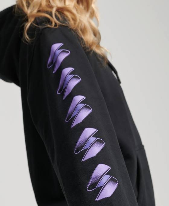 Superdry hanorac supradimensionat cu logo semitonal cod îmbrăcăminte negru femei JX0Z3491