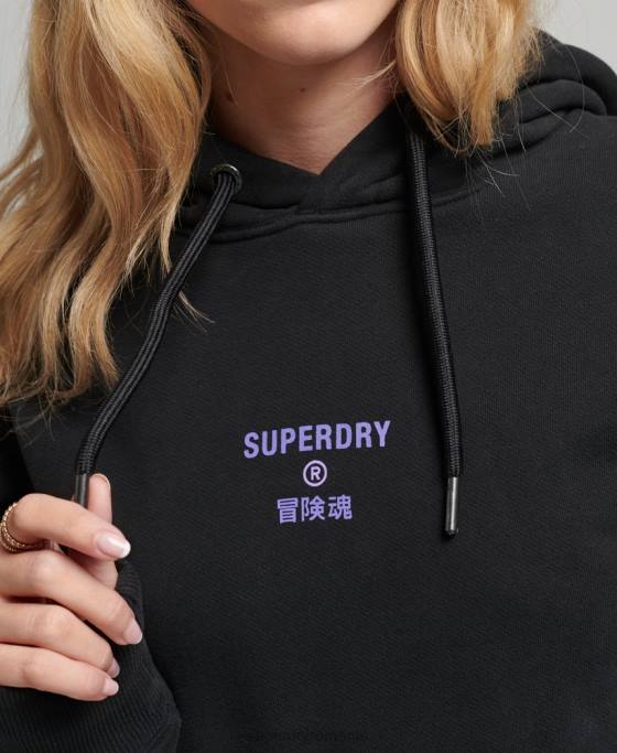 Superdry hanorac supradimensionat cu logo semitonal cod îmbrăcăminte negru femei JX0Z3491