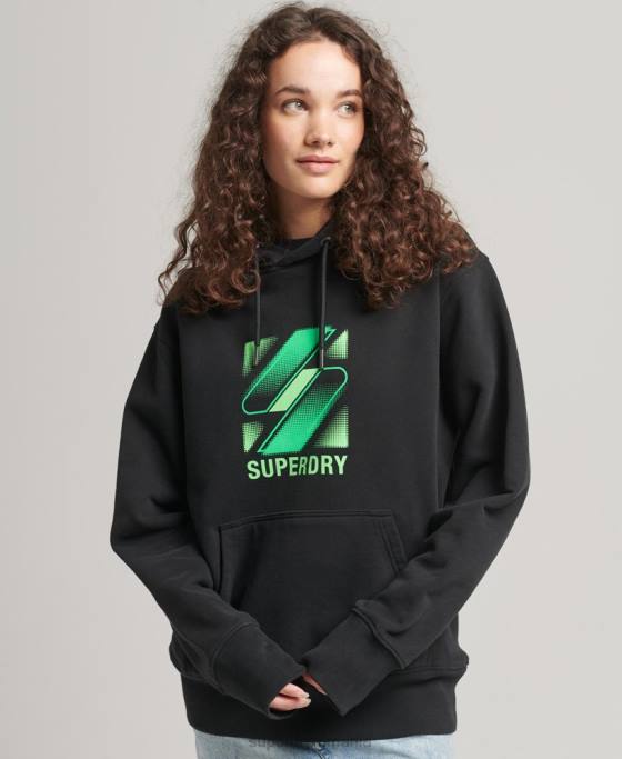 Superdry hanorac supradimensionat cu logo semitonal cod îmbrăcăminte negru femei JX0Z5791