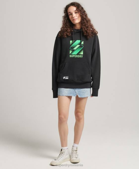 Superdry hanorac supradimensionat cu logo semitonal cod îmbrăcăminte negru femei JX0Z5791