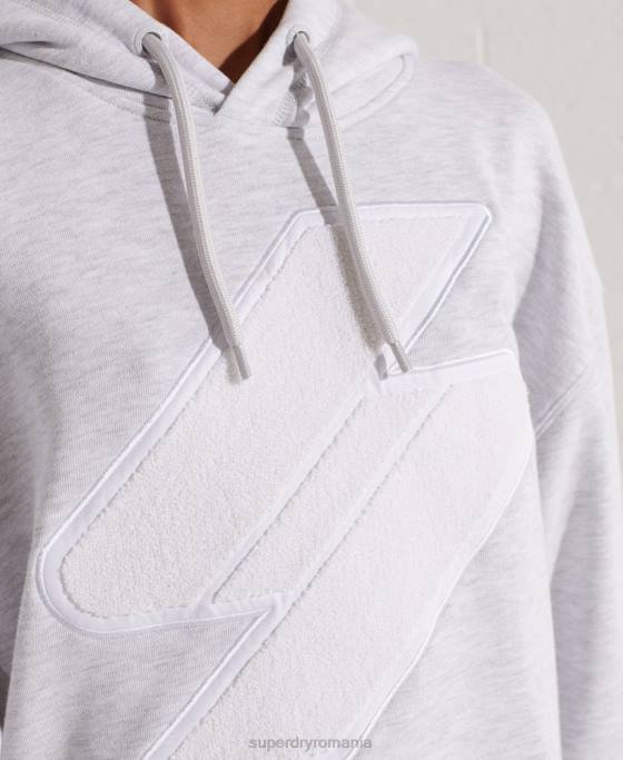 Superdry hanorac supradimensionat cu logo-ul cod chenille îmbrăcăminte gri deschis femei JX0Z6174