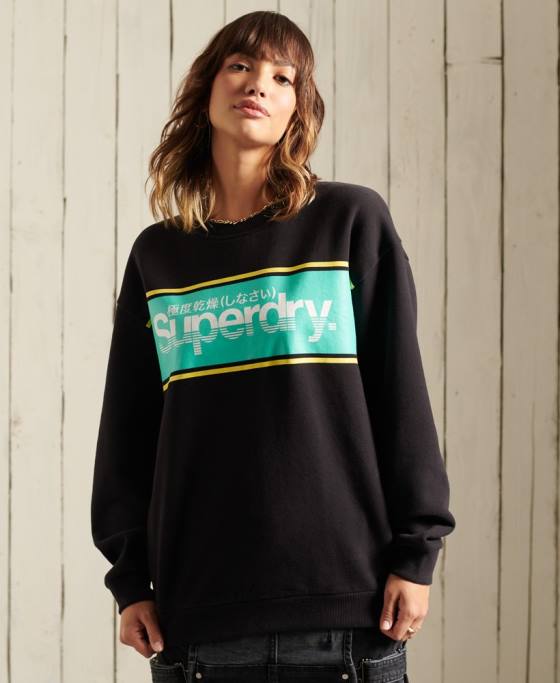 Superdry hanorac supradimensionat cu logo-ul de bază îmbrăcăminte negru femei JX0Z5858