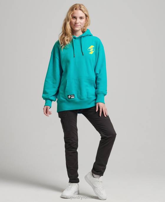 Superdry hanorac supradimensionat cu logo-ul semiton îmbrăcăminte albastru femei JX0Z5933