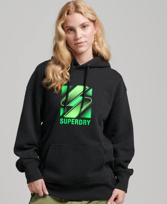 Superdry hanorac supradimensionat cu logo-ul semiton îmbrăcăminte negru femei JX0Z5923