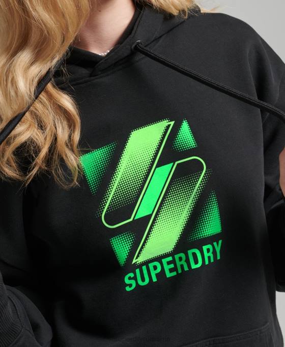 Superdry hanorac supradimensionat cu logo-ul semiton îmbrăcăminte negru femei JX0Z5923