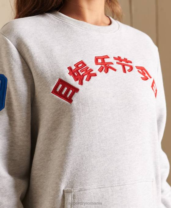 Superdry hanorac supradimensionat cu logo vintage source crew îmbrăcăminte gri deschis femei JX0Z6143