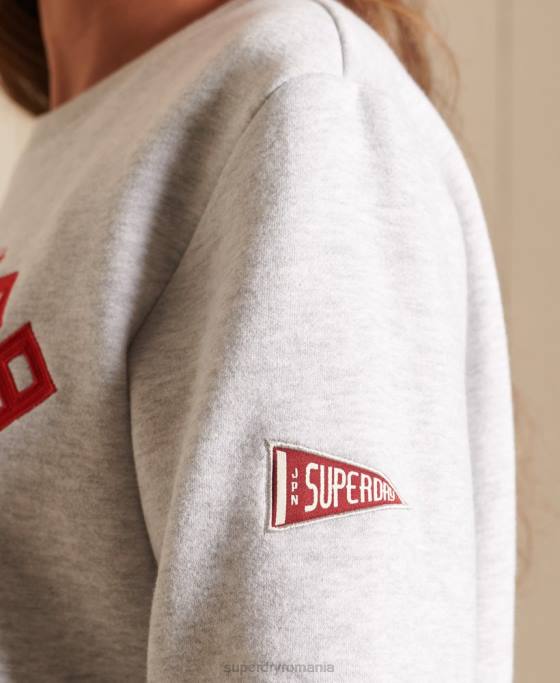 Superdry hanorac supradimensionat cu logo vintage source crew îmbrăcăminte gri deschis femei JX0Z6143
