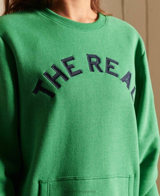 Superdry hanorac supradimensionat cu logo vintage source crew îmbrăcăminte verde femei JX0Z6142