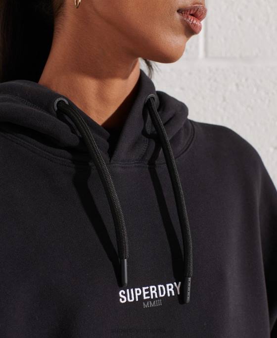 Superdry hanorac supradimensionat cu micro logo îmbrăcăminte negru femei JX0Z5843