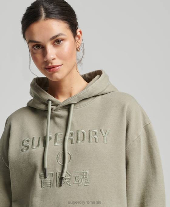 Superdry hanorac supradimensionat cu vopsea vestimentară îmbrăcăminte kaki femei JX0Z3433