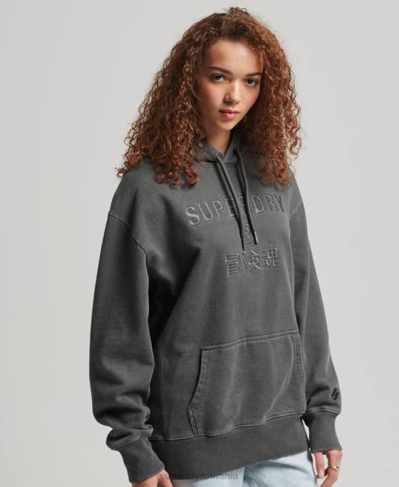 Superdry hanorac supradimensionat cu vopsea vestimentară îmbrăcăminte negru femei JX0Z5950