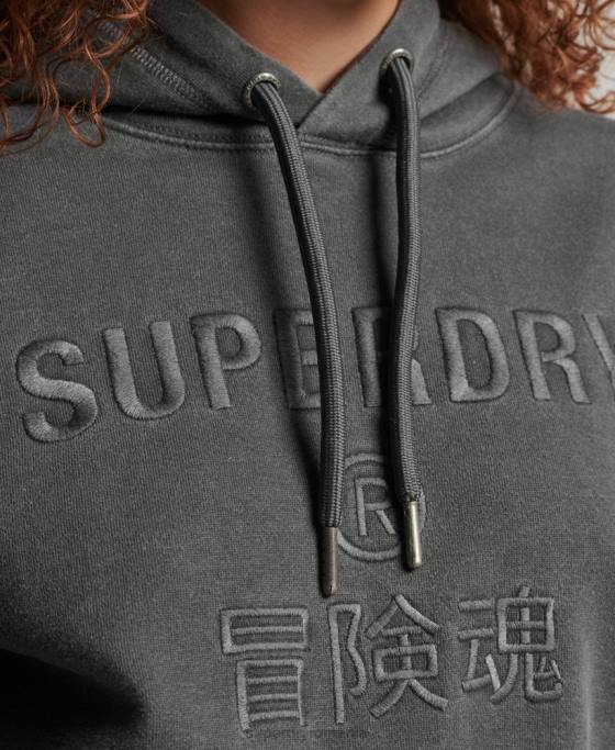 Superdry hanorac supradimensionat cu vopsea vestimentară îmbrăcăminte negru femei JX0Z5950