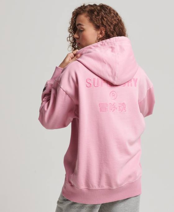 Superdry hanorac supradimensionat cu vopsea vestimentară îmbrăcăminte roz femei JX0Z3450