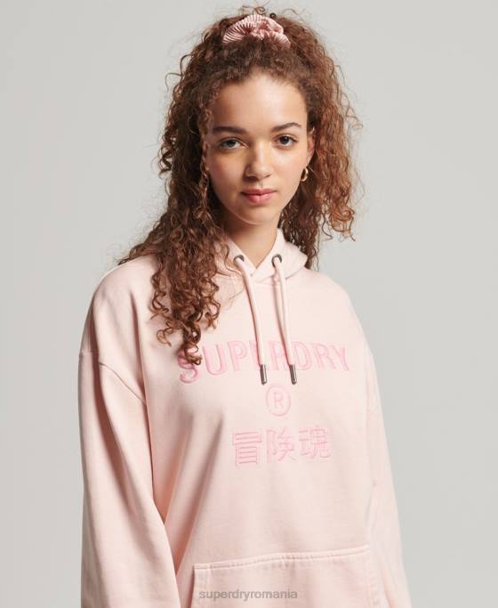 Superdry hanorac supradimensionat cu vopsea vestimentară îmbrăcăminte roz femei JX0Z5775
