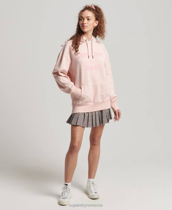 Superdry hanorac supradimensionat cu vopsea vestimentară îmbrăcăminte roz femei JX0Z5775