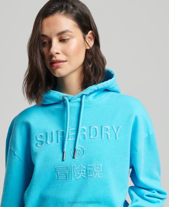 Superdry hanorac supradimensionat cu vopsea vestimentară îmbrăcăminte turcoaz femei JX0Z5941
