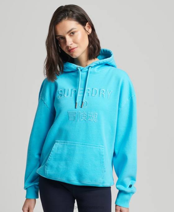 Superdry hanorac supradimensionat cu vopsea vestimentară îmbrăcăminte turcoaz femei JX0Z5941