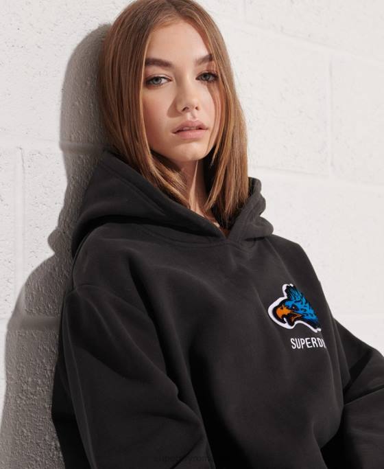 Superdry hanorac supradimensionat de franciză modernă îmbrăcăminte negru femei JX0Z3453