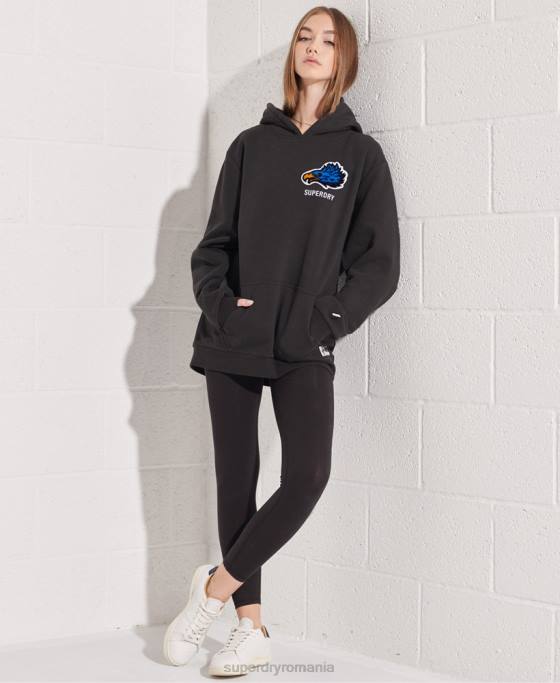 Superdry hanorac supradimensionat de franciză modernă îmbrăcăminte negru femei JX0Z3453