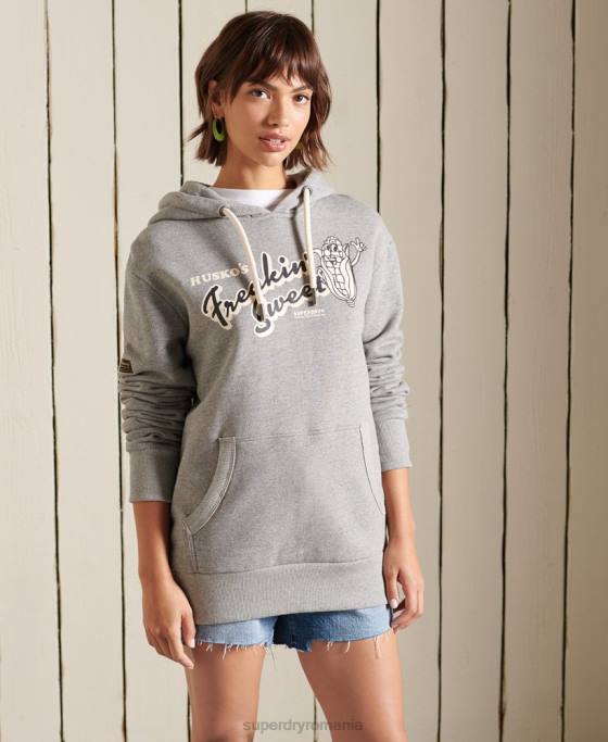 Superdry hanorac supradimensionat de munte patrimoniu îmbrăcăminte gri deschis femei JX0Z3469