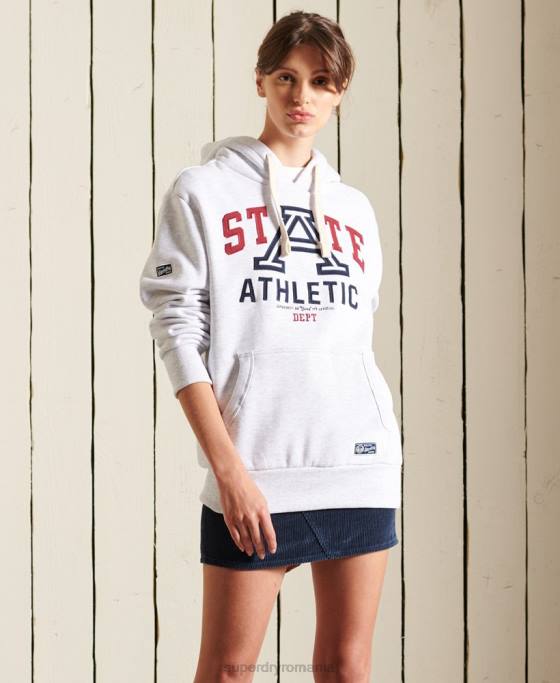 Superdry hanorac supradimensionat de stat colegial îmbrăcăminte gri deschis femei JX0Z5846