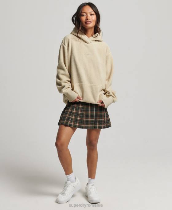 Superdry hanorac supradimensionat din fleece grafic îmbrăcăminte bej femei JX0Z5872