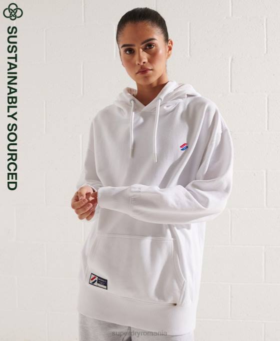 Superdry hanorac supradimensionat esențial din bumbac organic îmbrăcăminte alb femei JX0Z5768