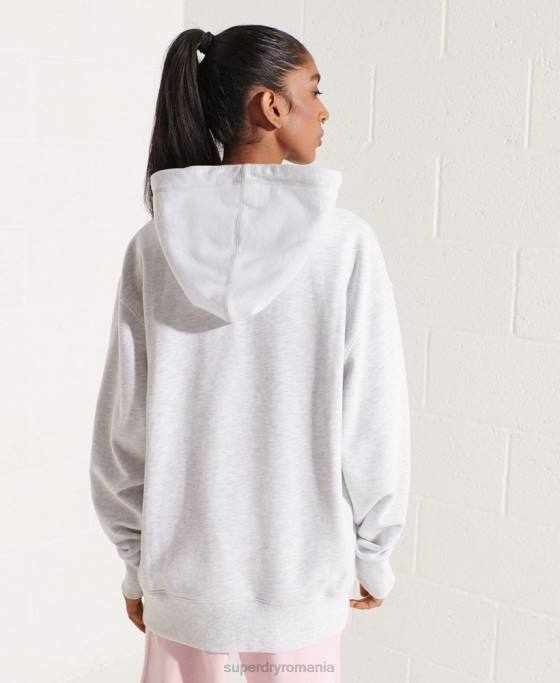 Superdry hanorac supradimensionat esențial din bumbac organic îmbrăcăminte gri deschis femei JX0Z5852
