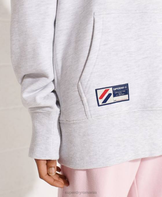 Superdry hanorac supradimensionat esențial din bumbac organic îmbrăcăminte gri deschis femei JX0Z5852