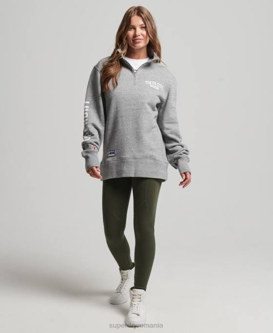 Superdry hanorac supradimensionat pentru colegiu cu jumătate de fermoar îmbrăcăminte gri deschis femei JX0Z6041