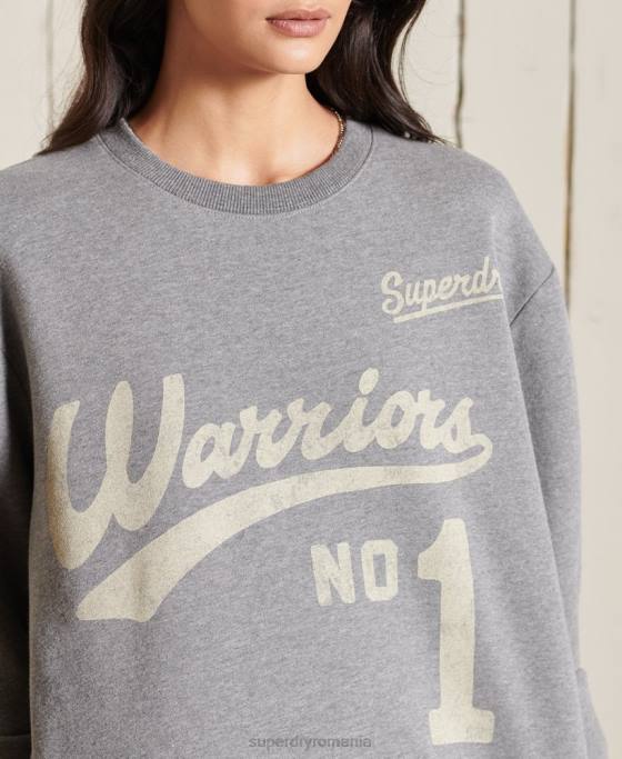 Superdry hanorac supradimensionat pentru echipaj colegial îmbrăcăminte gri inchis femei JX0Z5815