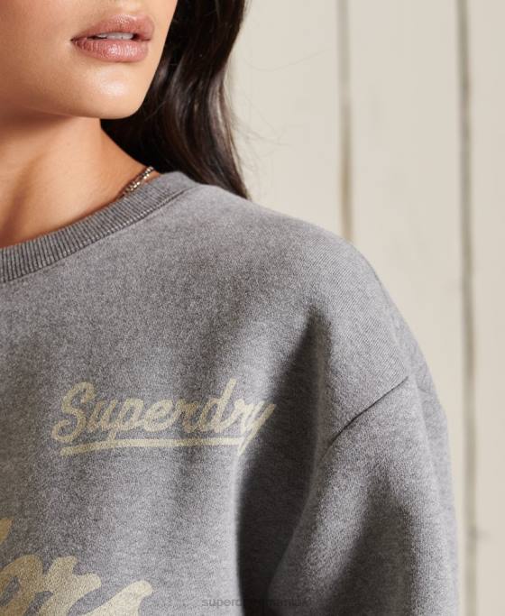 Superdry hanorac supradimensionat pentru echipaj colegial îmbrăcăminte gri inchis femei JX0Z5815