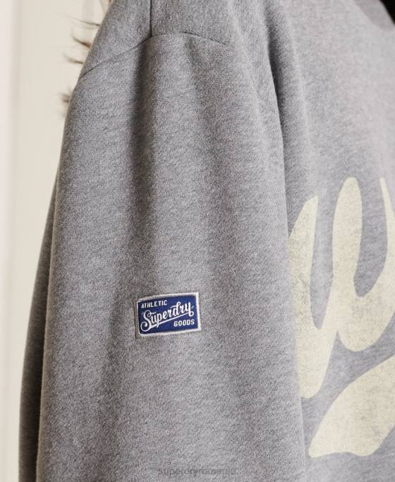Superdry hanorac supradimensionat pentru echipaj colegial îmbrăcăminte gri inchis femei JX0Z5815