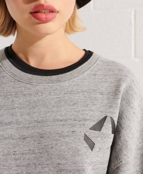 Superdry hanorac supradimensionat pentru echipaj îmbrăcăminte gri deschis femei JX0Z5966