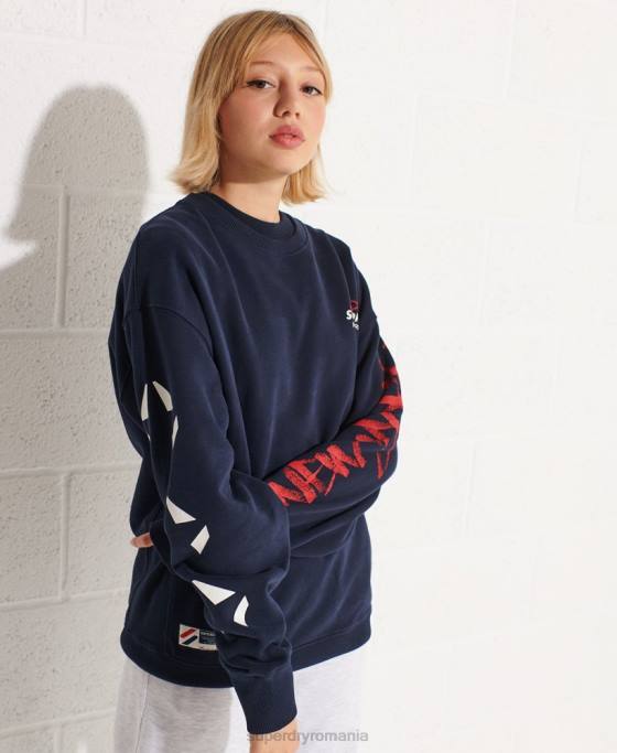 Superdry hanorac supradimensionat pentru echipaj îmbrăcăminte marina femei JX0Z5832