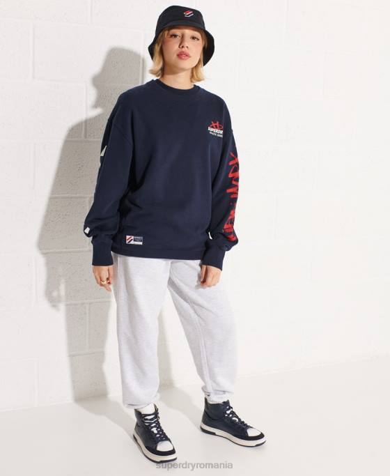 Superdry hanorac supradimensionat pentru echipaj îmbrăcăminte marina femei JX0Z5832