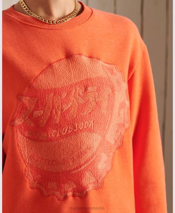 Superdry hanorac supradimensionat pentru echipaj îmbrăcăminte portocale femei JX0Z6171