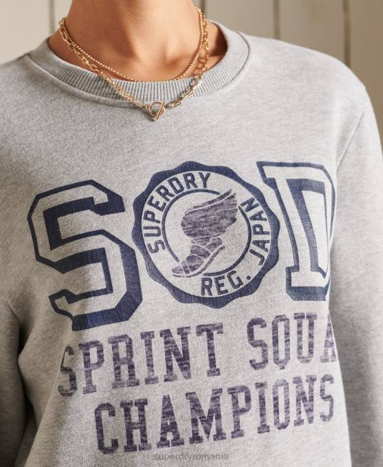 Superdry hanorac supradimensionat pentru echipajul de atletism îmbrăcăminte gri femei JX0Z6169